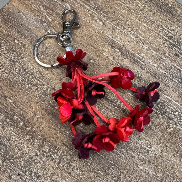 Leather Flower Purse Charm Genuine Leather Bag Charm NEW FAST SHIP - Picture 3 of 6